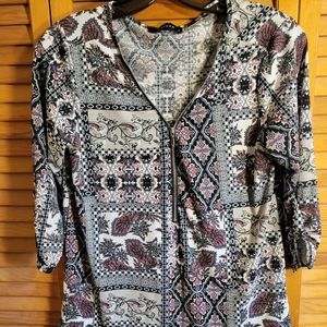 Pink and grey print top